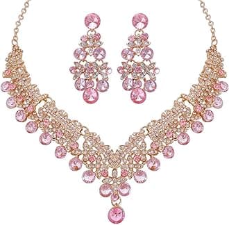 Shining Diva FashionLatest Stylish Design Fancy Wedding Party Crystal Diamonds Necklace Jewellery Set for Women