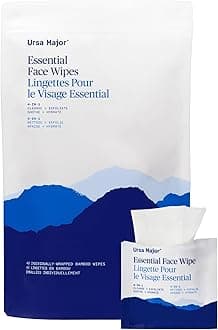 Ursa Major Essential Face Wipes | Natural, Biodegradable, Cruelty-Free | Cleanse, Exfoliate, Soothe and Hydrate | 40 count