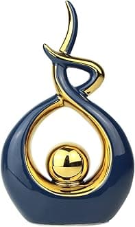 Home Decor Modern Abstract Art Ceramic Statue Table Decorations for Dining Room Living Room Office Centerpiece (Blue and Gold, Small), Blue,gold