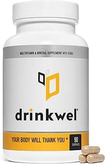 drinkwel for Better Mornings - Premium Multivitamin Supplement - Liver Support & Immune Support- Milk Thistle, Vitamin C, Zinc, Magnesium - 90 Count - Single Bottle