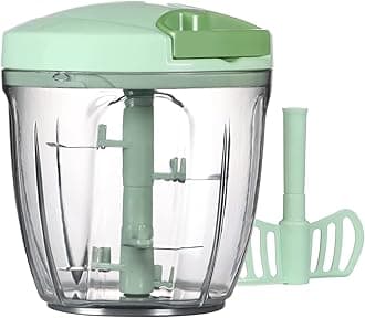 Cambom Manual Food Chopper Vegetable Cutter, Hand String Vegetable Chopper Onions Cutter for Vegetable Fruits Nuts BPA Free Food Safe Material, 900ml Green
