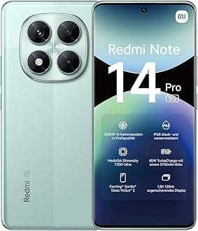 Xiaomi Redmi Note 14 Pro 5G smartphone, 8+256GB, Green, 200MP pro-grade AI camera, IP68, 45W turbo charging with 5110mAh battery, AI features(no charger included), 2 year Warranty