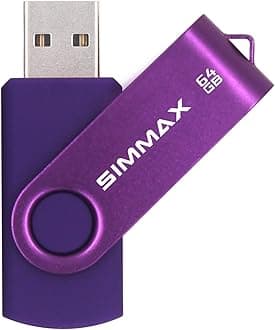 64GB Memory Stick USB 2.0 Flash Drives Swivel Thumb Drive Pen Drive (64GB Purple)