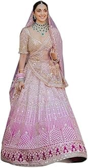 Women's Satin Embroidery Sequence work Bridal Lehenga Choli with Dupatta Ready To Wear