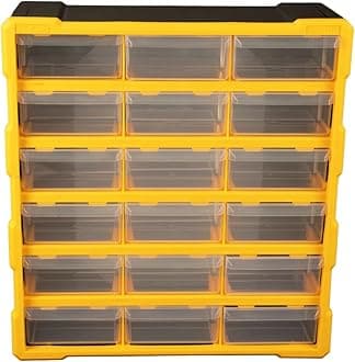 Alkon Plastics Component Organiser with 18 Multiple Drawers (ACO18) Small Parts Storage|Jewellery | Pharmacy | Craft | Medicine | Nuts | Screws | Bolts | Stationery | Clinic | Hospital