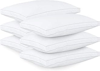 Bed Pillows for Sleeping King Size (White), Set of 6, Cooling Hotel Quality, Gusseted Pillow for Back, Stomach or Side Sleepers
