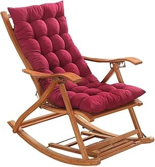 Lounger Cushion Pad, Garden Patio Thick Large Rocking Chair Cushion, Recliner Relax Chair Pad, for Rattan Recliner Indoor Outdoor,red,48 * 120cm