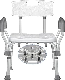 KingPavoniniShower Chair for Inside Shower with Arms and Back, FSA/HSA Eligible 400LBS Heavy Duty Shower Seat for Bathtub, Reinforced Guard, Height Adjustable Bath Seat for Elderly, Adults & Disabled