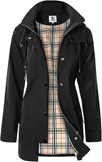 SaphiRose Women's Long Hooded Rain Jacket Outdoor Raincoat Windbreaker(Black,XX-Large)