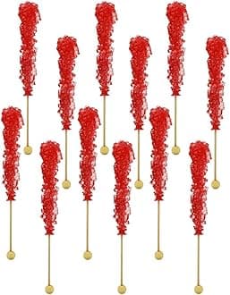 Rock Candy Lollipops Pops Candy Suckers, Color and Flavor Assortment, Individually Wrapped, 6.5" (Strawberry, Pack of 12)