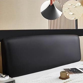 AZMANI TLMQYXZE Soft Leather Headboard Cover Stretch All-Inclusive Tight Wrap Bed Head Cover Solid Color Bed Back Protector Cover for Single Double Queen King 120-220 (Color : Black, Size : 120x60cm)