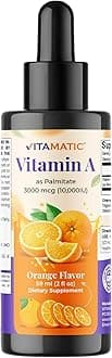 Sugar Free Vitamin A Liquid Drops 10000 IU (3000 mcg) as Retinyl Palmitate - Approximate 4 Months Supply - Immune Support, Eye Health, Skin Health - 2 FL OZ (59 ml)