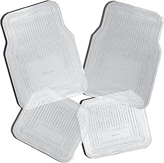 Zento Deals 4-Piece Clear Premium Quality Waterproof Universal Fit Vinyl Heavy Duty Rubber Vehicle Snow Floor Car Mats