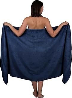 Extra Large Bath Sheet 100 x 200 cm Super Jumbo Big Bath Sheets Towels Beach Body Wrap XL Bath Towels 600-GSM (Navy)