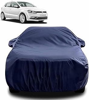 Sulfar 100% Water Resistant Car Body Cover Compatible with Mirror for Volkswagen Polo (Triple Stitched, Full Bottom Elastic, Navy Blue)
