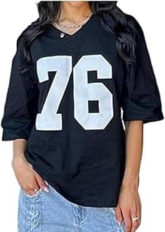 Oversized Jersey Women Summer Tops 2024 Grunge Graphic Tees Y2k Streetwear Short Sleeve Shirts