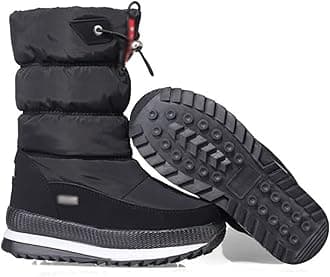 Snow Boots, Womens Ankle Wellies, Thermal Lining Winter Thick Water Proof Anti-Slip Hiking Rain Booties, Flat Grip Sole Classic Short Boots, for Outdoor Trekking Walking Ski