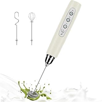 Milk Frother Handheld for Coffee, Electric Whisk 3 Speed Adjustable, Drink Mixer with Stainless 3 Whisks, Rechargeable Hand Frother Wand, Foam Maker for Latte Cappuccino Matcha Egg Beige