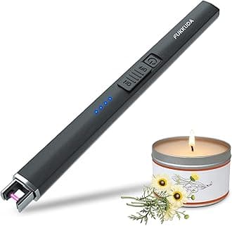 Electric Candle Lighter Plasma Arc Lighters Windproof & Flameless with USB Rechargeable Battery Double Safety Switch (Obisidian Black)