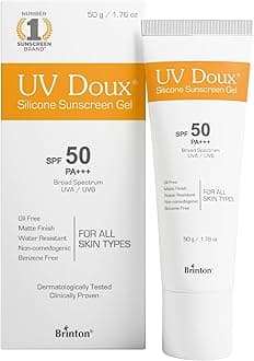UV Doux Silicone Sunscreen Gel SPF 50 PA+++|India’s No.1 Dermatologist Recommended Brand|Invitro,In-Vivo Tested|UVA/UVB Protection, Benzene Free|No White Cast |Oily & Acne-Prone Skin |50 g