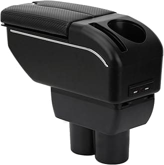 Armrest Compatible with Suzuki Jimny 2007-2017 Center Console Organizer Box Double Door Style Usable for Elbow Support （Carbon Fiber Style）