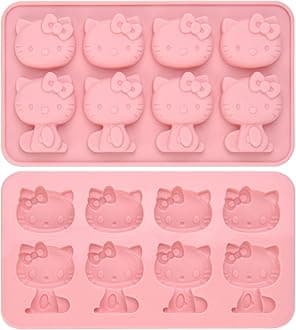 Hello Kitty Silicone molds,Small ice mold,Chocolate tray for Sugarcraft, Birthday Cake Decoration, Gum paste Icing, Candy Chocolate Cupcake Topper Decorating and DIY Baking Tools 8 Cups 2 pack