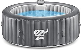 SereneLife Outdoor Portable Hot Tub - 82'' x 25'' 6-Person Round Inflatable Heated Pool Spa with 130 Bubble Jets, Filter Pump, Cover, LED Lights, and Remote Control