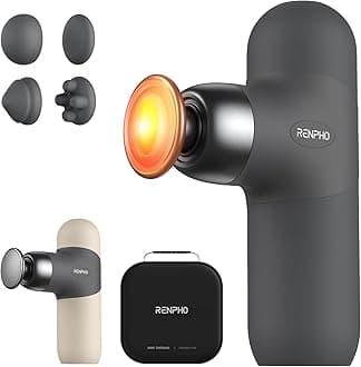 Mini Thermal Massage Gun with Heat Function, Mini Massage Gun, Portable Fashionable Percussion Massager, with Coloured Silicone Sleeves, Travel Size with Carry Bag, for Muscle Massage, Beige