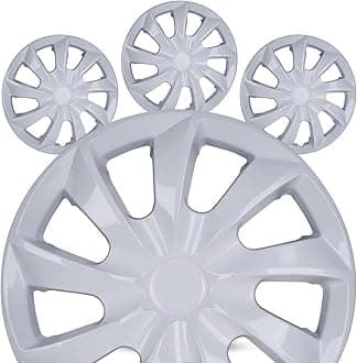 17" Premium Universal Wheel Rim Covers – Set of 4 White Lacquer Hubcaps,ABS&PC Material Hub Protection Accessory,Snap-on Replacement Caps for Car,Pickup Truck,SUV - 17 Inch White Lacquer