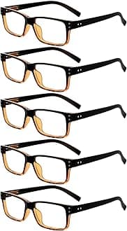Vintage Reading Glasses for Men - 5 Pack Spring Hinges Classic Readers