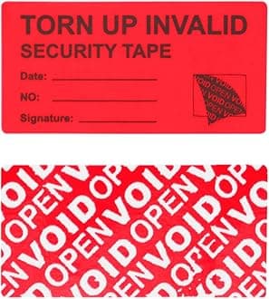 Solitary Walker 100Pcs Tamper Evident Security Labels 1x2 inch Red Complete Transfer Tamper Proof Stickers Safety Torn up Invalid Seals Tape