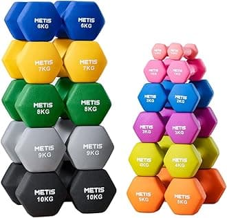 METIS Neoprene Hex Dumbbells [1LB - 35LBS] | Premium Set of Hand Weights For Home & Gym Workouts | Non Slip Free Weights with Hex Design for Strength Training Fitness Yoga and Aerobics