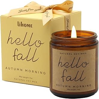 Fall Decorations for Home - Fall Candles, Fall Gifts for Women, Natural Soy Wax Autumn Morning Scented Candles