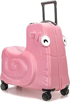Kids Luggage, Kids Ride-on Luggage with Spinner Wheels Suitcase, Kid's Ride-On Suitcase Help Your Child Relax, Carry On Trolley Luggage with Password Lock (Pink, 19 inches), QX-20