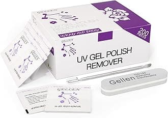 Acetone Gel Polish Remover Pads, Professional Nail Polish Remover Pads, 200 Pack Travel Bulk Set with Tools, Individually Wrapped Quick & Effective Soak Off Remover for Salon Home