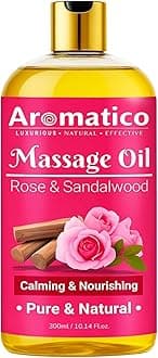 AROMATICO Rose & Sandalwood Massage Oil 300ml, Elegant & Feminine Sensual Oil for Romantic, Intimate Massages. Luxurious & Non-Sticky, 100% Natural