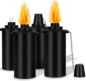 Torch Replacement Canisters, Bamboo Lantern Refillable Torches, Decorative Torch Canister Replacement for Yard, Patio, Deck, Garden, Party, Landscape (16oz-4pcs)