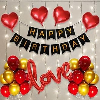Party Propz Birthday Decoration Items for Wife - 38 Pcs, Decoration Items For Couples | Happy Birthday Decoration For Men, Women | Love Event Decoration Kit