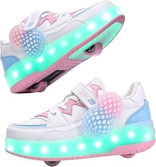 Retractable Roller Shoes & Girl Sneaker, Adjustable Roller Skates Suitable for School and Outdoor Activities
