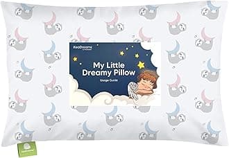 Toddler Pillow with Pillowcase - 13x18 My Little Dreamy Kids Travel Bed Pillows for Sleeping, Organic Cotton Small Pillowcase, Soft & Breathable, Machine Washable, Toddlers 2-5 Years Old (Moon Sloth)Global Organic Textile StandardGlobal Organic Textile StandardGlobal Organic Textile StandardGlobal Organic Textile Standard