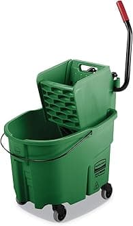WaveBrake 35 QT Side-Press Mop Bucket and Wringer Combo on Wheels Green for Heavy-Duty Floor Cleaning