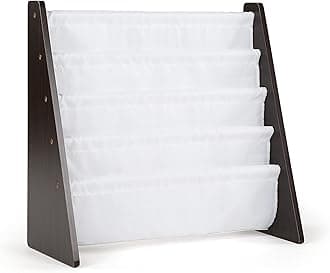 Humble Crew Kid's Wood 4-Pocket Bookrack, Espresso and White 63.4 x 27 x 59.8...