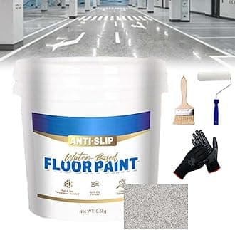 Wear-Resistant Anti-Slip Self-Leveling Epoxy Floor Paint, High-Gloss Marble Effect Epoxy Floor Coating, Epoxy Floor Paint for Concrete, Anti-Slip Quick-Dry Water-Based Garage Floor Paint (White)