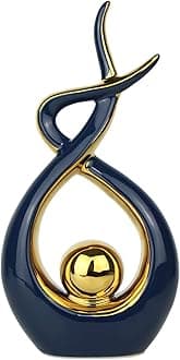 Norrclp Home Decor Modern Abstract Art Ceramic Statue Table Decorations for Dining Room Living Room Office Centerpiece (Blue and Gold, Large)