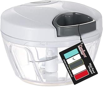 Cambom Manual Food Chopper Vegetable Cutter, Hand String Vegetable Chopper Onions Cutter for Vegetable Fruits Nuts BPA Free Food Safe Material, 550ml White