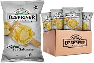 Deep River Original Sea Salt Kettle Cooked Chips 5 oz (Pack of 12), Gluten Free Potato Snack, Premium Quality, Healthy Crunchy Treat, Perfect for Parties, Lunches, and On-the-Go Snacking