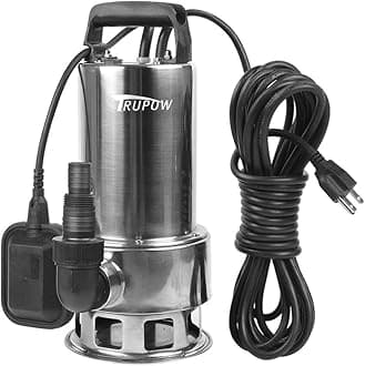 Trupow 1.5HP 110v Submersible Sewage Drain Flood Stainless Steel Clean/Dirty Water Sump Transfer Pond Garden Pump
