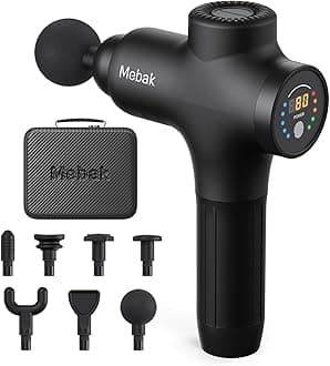 Mebak 3 Massage Gun, Massage Gun Deep Tissue for Athletes, Professional Muscle Percussion Massager, Massager for Shoulder Leg Back Body Pain Relief, Quiet Portable Sport Tool, Gifts for Him