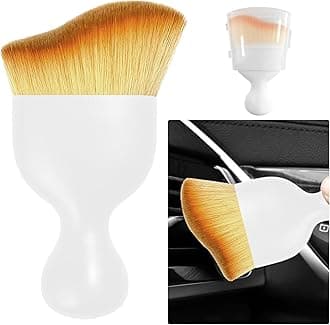 Ziciner Car Detailing Brush, Curved Soft Bristles Auto Removal Dust Collectors, Universal Vehicle Dashboard, Air Conditioner Vents, Interior Cleaning Tool Accessories (1PCS, White)