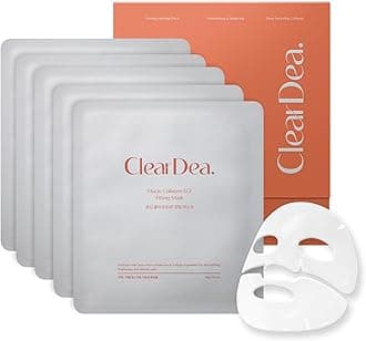 ClearDea Mucin Collagen Peptide Hydrogel Mask (Plant Mucin & 7-Collagen Complex) – Hydrating & Firming Facial Sheet, 5 Pack – Korean Skincare Glow Essentials
